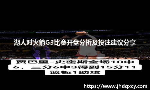 湖人对火箭G3比赛开盘分析及投注建议分享